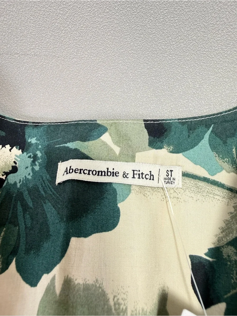 Abercrombie & Fitch Cream & Teal Green Floral V-Neck Maxi Dress NWT